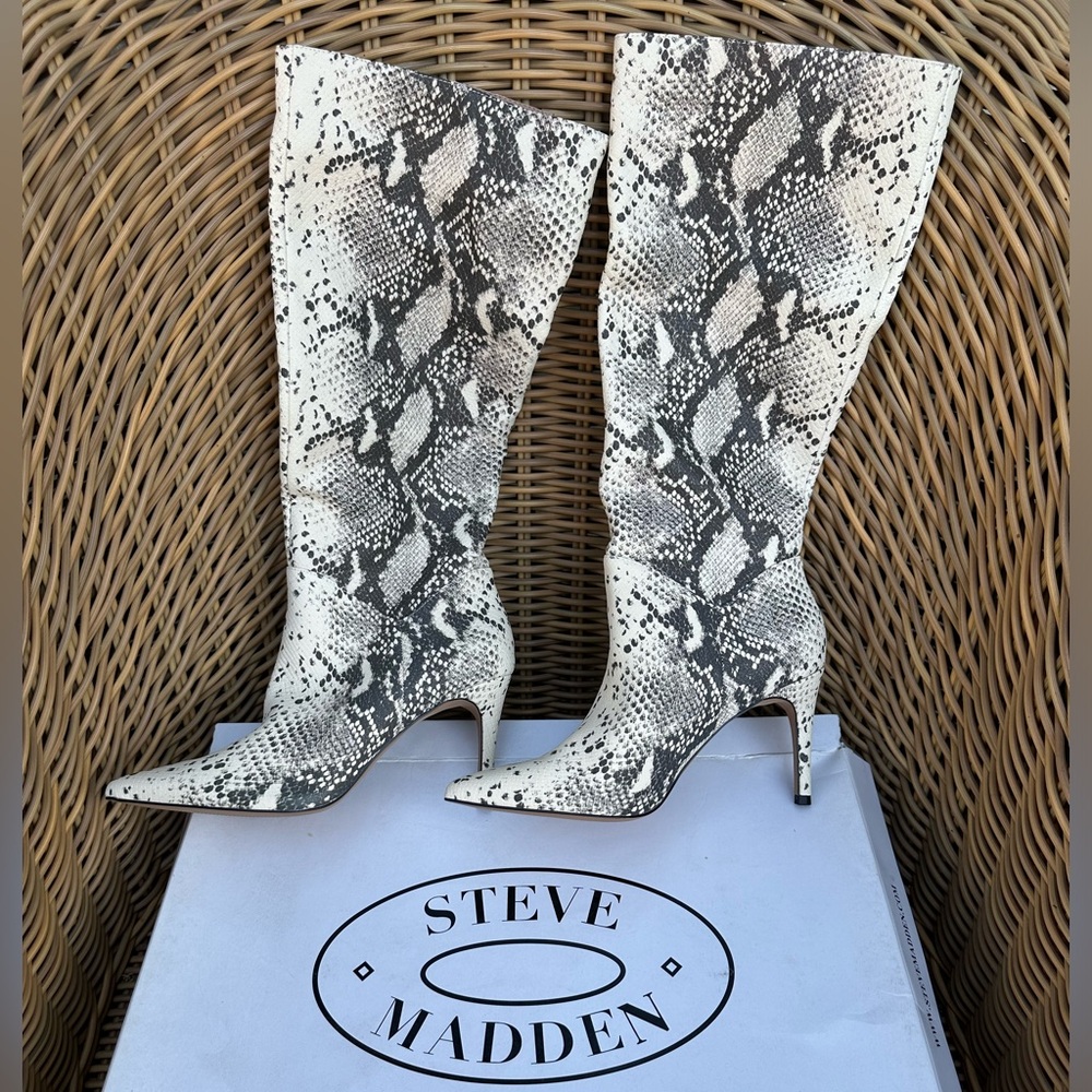 Steve Madden - snake print knee high boots